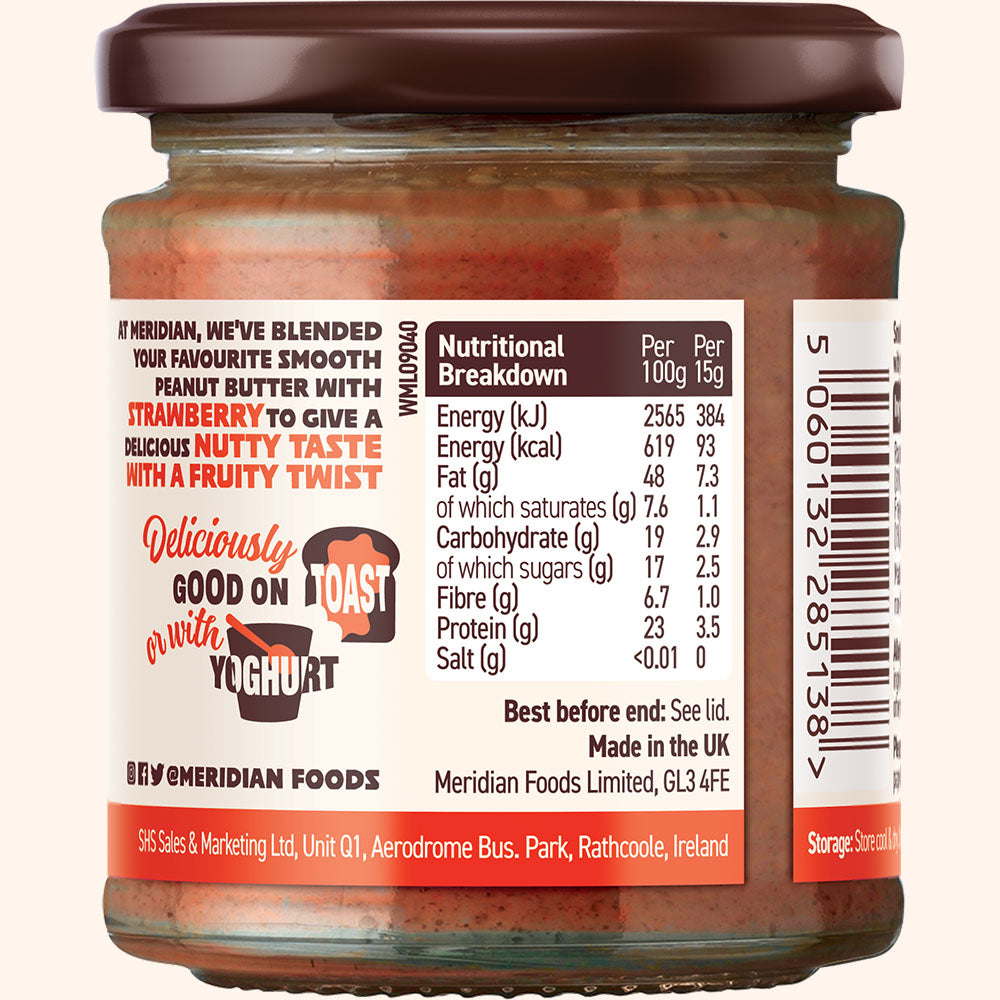 Meridian Smooth Peanut Butter with Strawberry 160g Jar