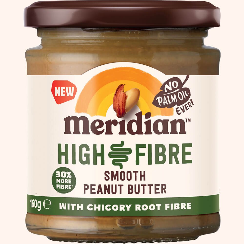Meridian High Fibre Smooth Peanut Butter 160g Jar